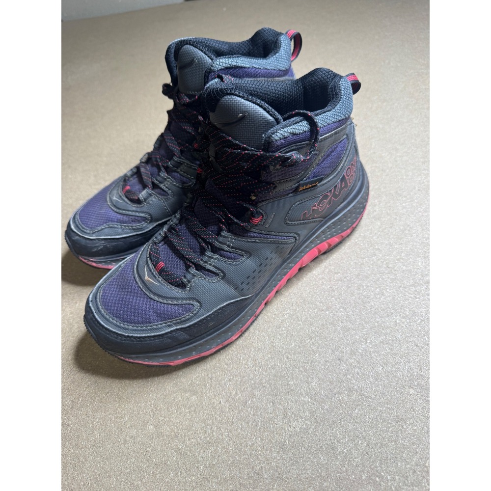 Hoka One One Tor Tech Mid WP Womens 8.5 Hiking Boots Grey Pink 1012059 NTBR